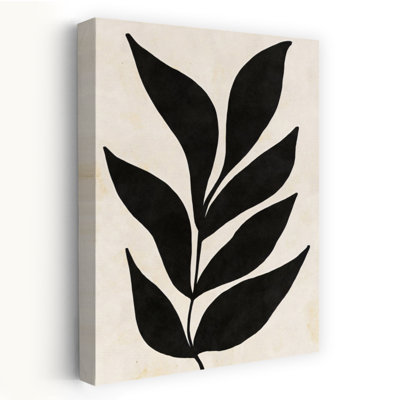 Art mural noir et brun clair floral abstrait 2 nature contemporain
