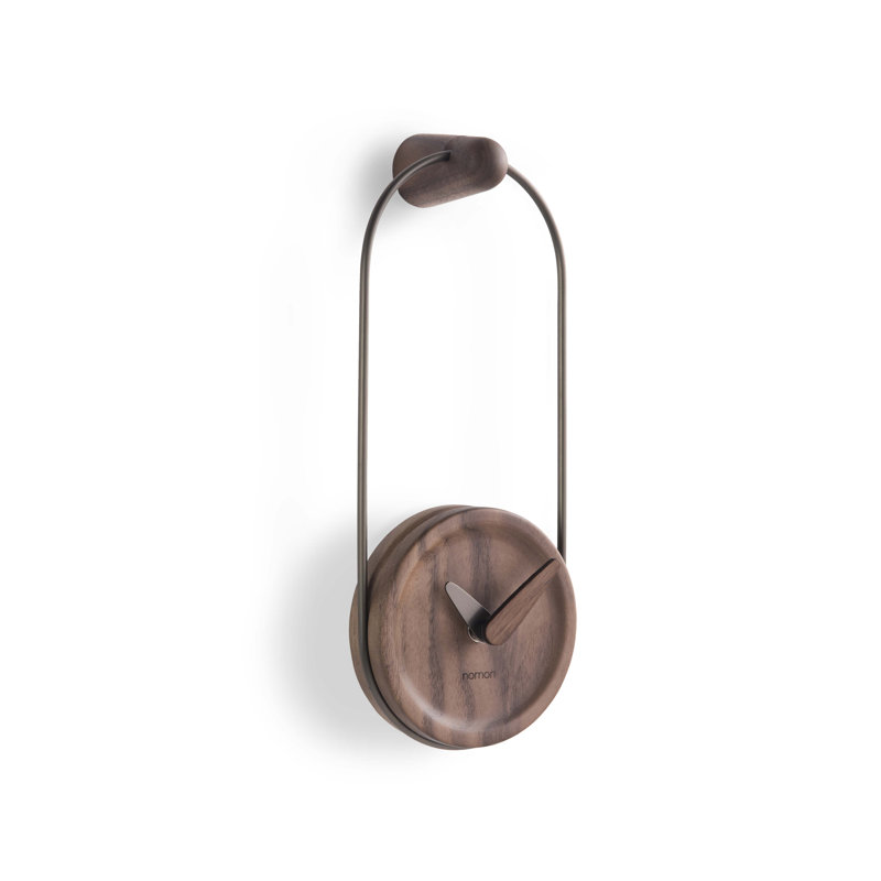 Micro Nomon Analog Wall Clock, Graphite/Walnut