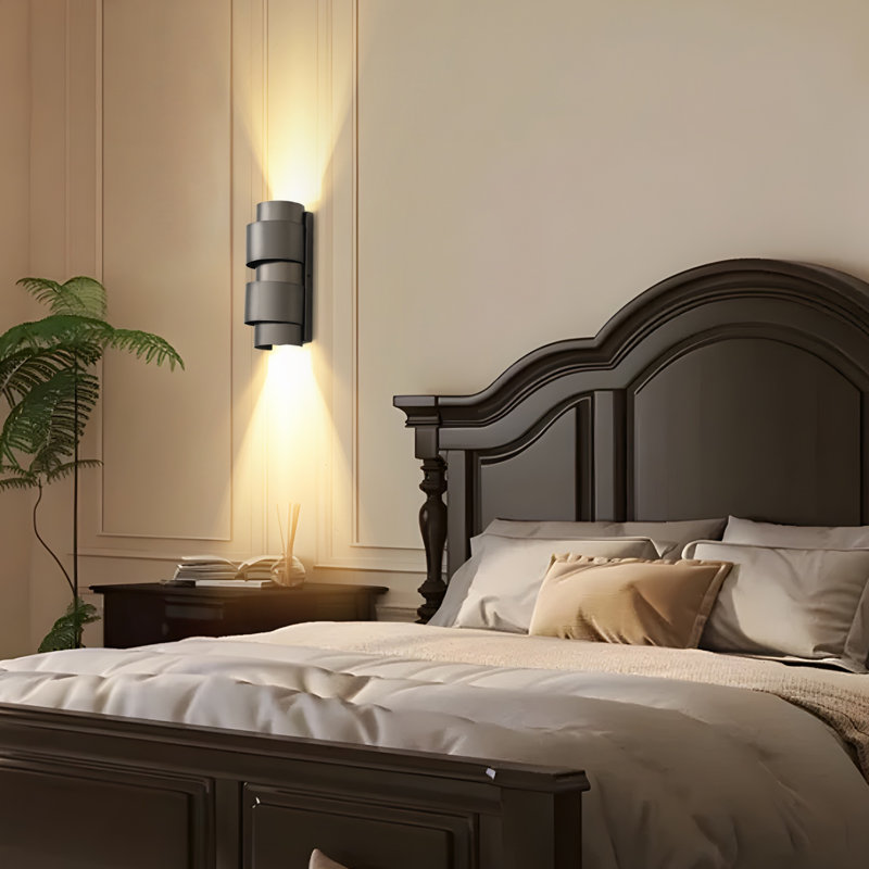 Tasmiyah Megapolis Brass Light 2 Bulbs Ring Wall Sconces Metal Construction, Satin Black