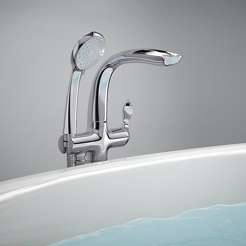 Robinet de baignoire autoportant à poignée simple Refinia, Chrome poli