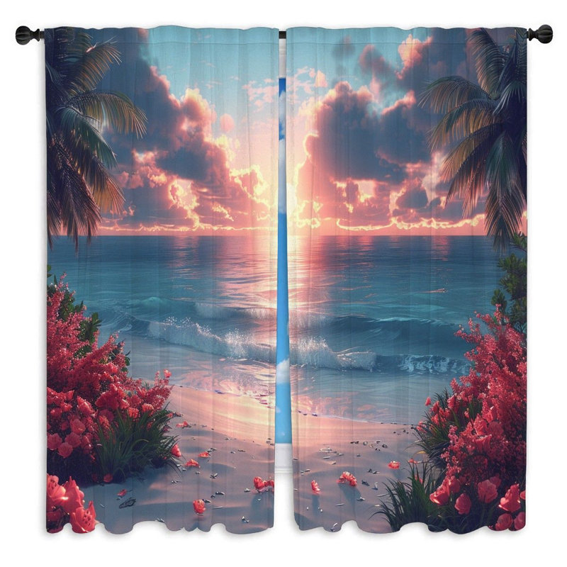 Rideaux de fenêtre coucher de soleil - 2 panneaux, L 56 po x L 78 po