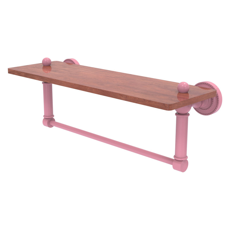 Tablette flottante en métal avec barre à serviettes Dottingham, H 5 po x l 16 po x P 5 po, Rose