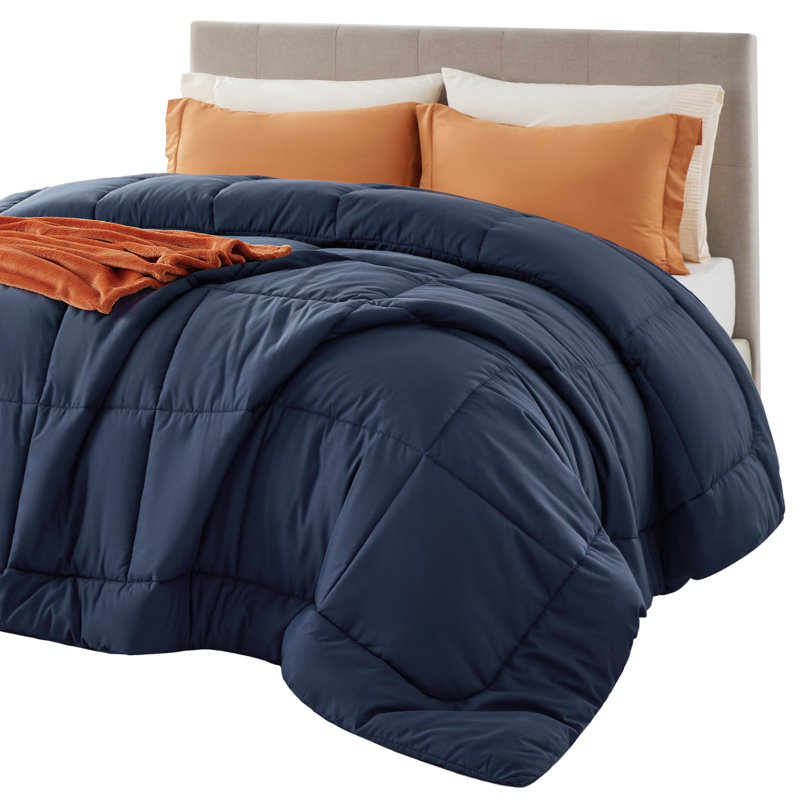 Insert de couette en duvet synthétique à motif de carrés en duvet synthétique - bleu marine, édredon toutes saisons, Marine