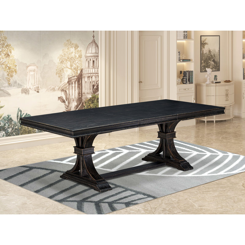 Table de salle à manger A Mid-Century avec plateau rectangulaire amovible - Noir sablage, Sand Blasting Black