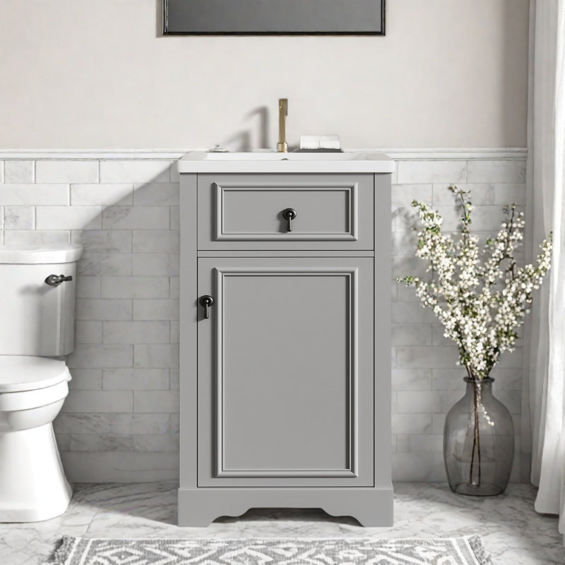 Meuble-lavabo 20 po avec comptoir en céramique, Gris
