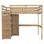 Lit mezzanine pleine grandeur en noyer avec armoire intégrée, bureau et tablettes pour le développement de la chambre à coucher avec atmosphère de tiroirs-130874195