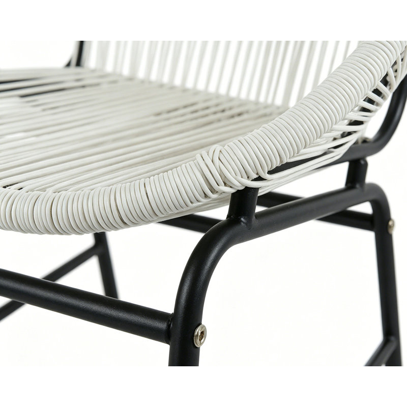 Ensemble de conversation en rotin blanc 4 pièces avec table en bois d'acacia - causeuse + 2 chaises + table basse carrée pour patio / terrasse / jardin
