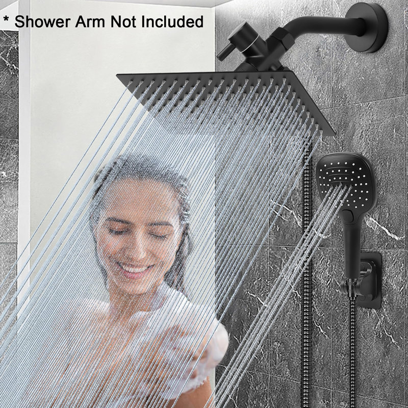 12-Inch Shower Set With Hose, Matte Black