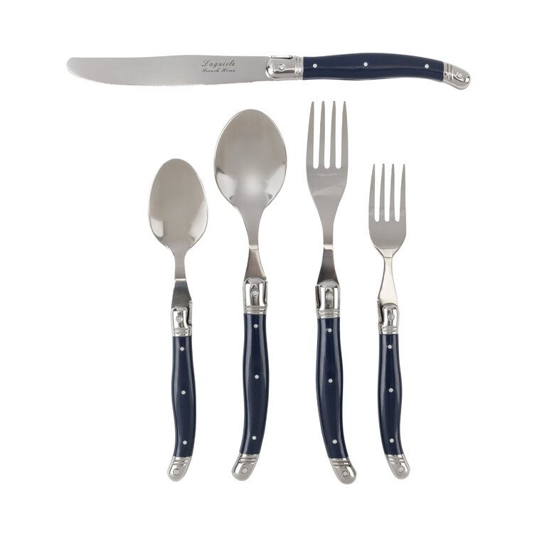French Home Laguiole 20-Piece Stainless Steel Flatware Set - Navy Blue