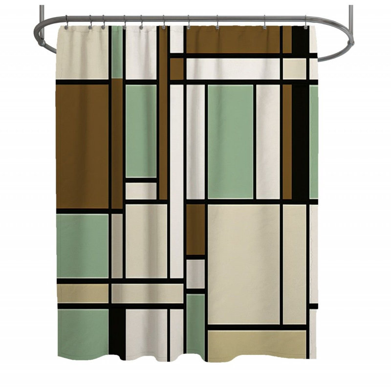 Rideau de douche Ramaz, H 93 po x l 70 po, Beige et vert
