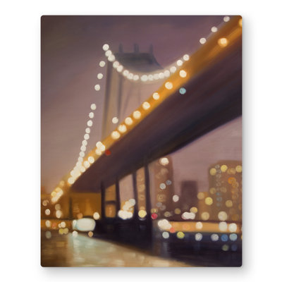 New-york at night - Gray Romantic Metal Print for Home Decor