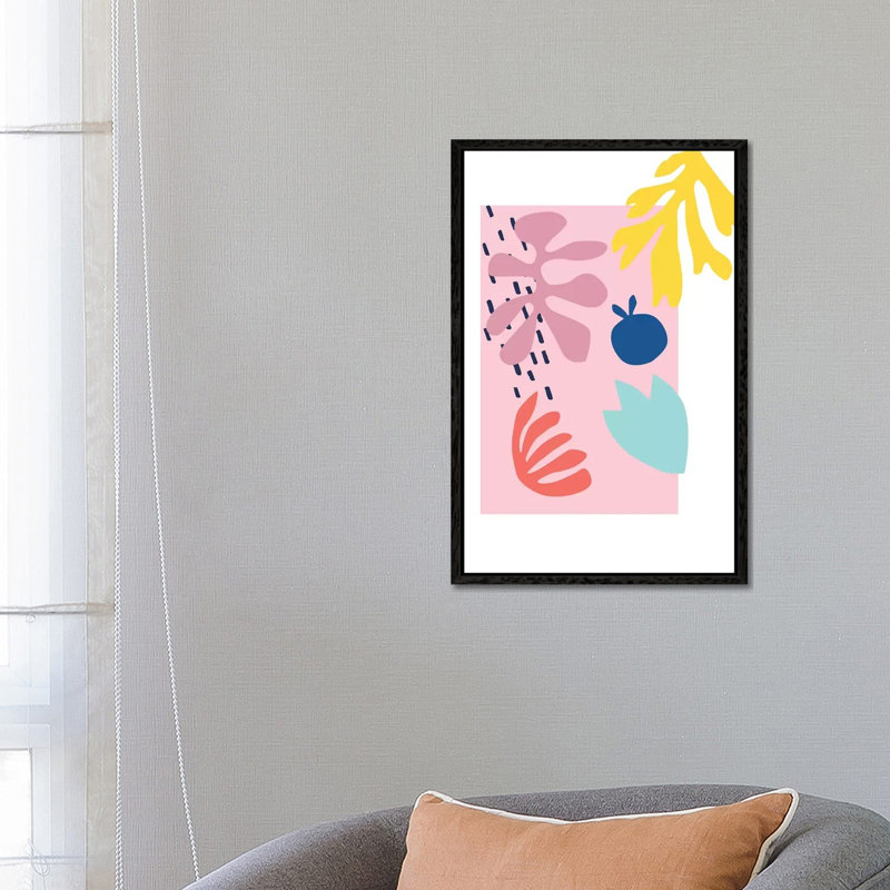 Pink Cut Out - Painting on Canvas, Black Framed, 66.04cm H x 45.72cm W x 3.81cm D