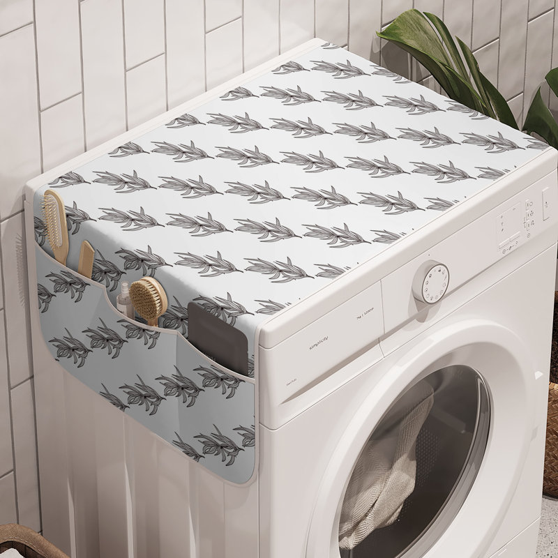 East Urban Home Plants Washing Machine Organizer Pack of 2 47" x 18.5" White and Pale Taupe