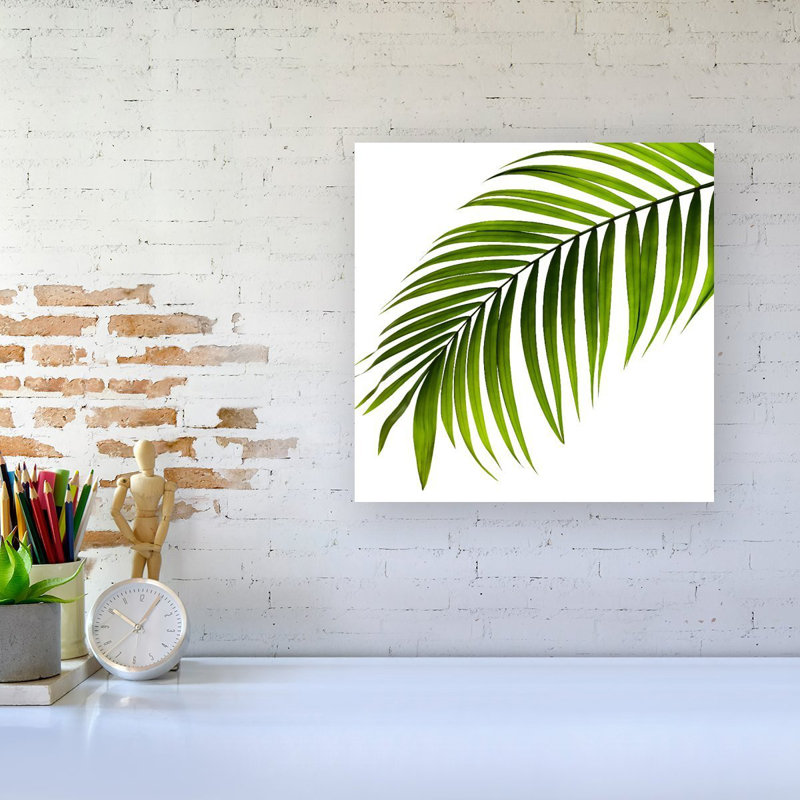 Single Palm Leaf - Wrapped Canvas Print, 16cm H x 16cm W x 3.8cm D