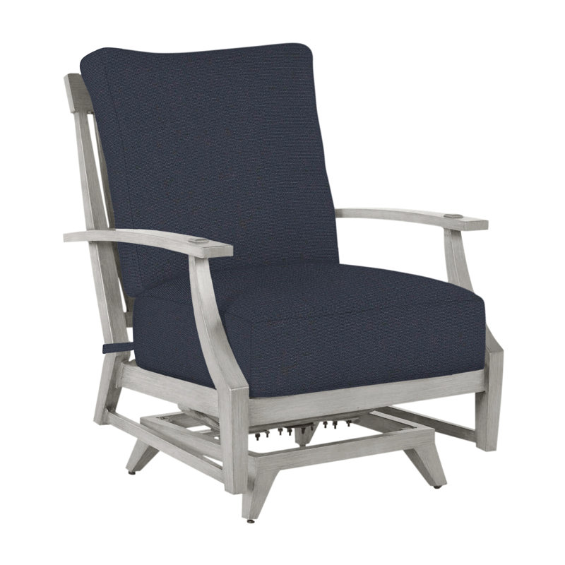 Croquet Patio Chair with Cushions, No Welt, Oyster, Linen Navy