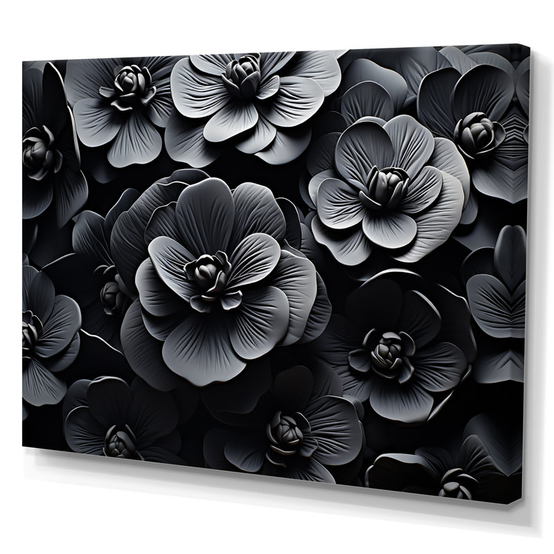 «Black Pansies Emerge From The Shadows I», reproduction sur toile, Toile tendue, H 16 po x l 32 po x P 1 po