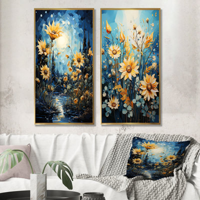 Expressionniste énergie tournesols - ensemble d'art mural toile de tournesols de 2