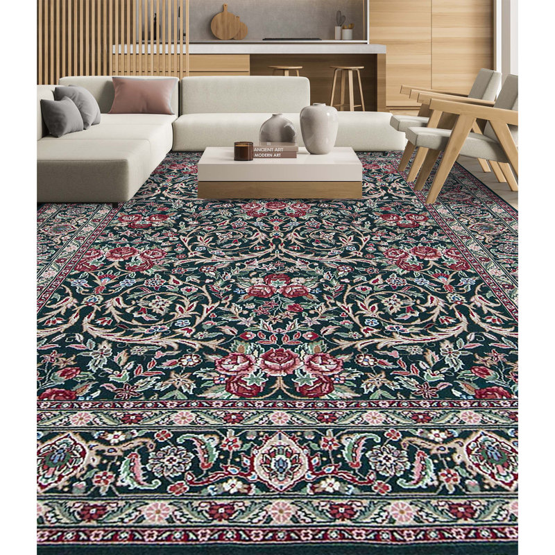 Tapis vert et vert noué à la main de haute qualité