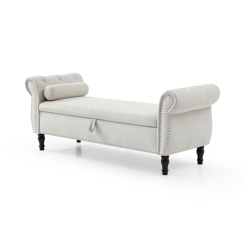 Banc de rangement multifonctionnel avec 1 coussin, Beige
