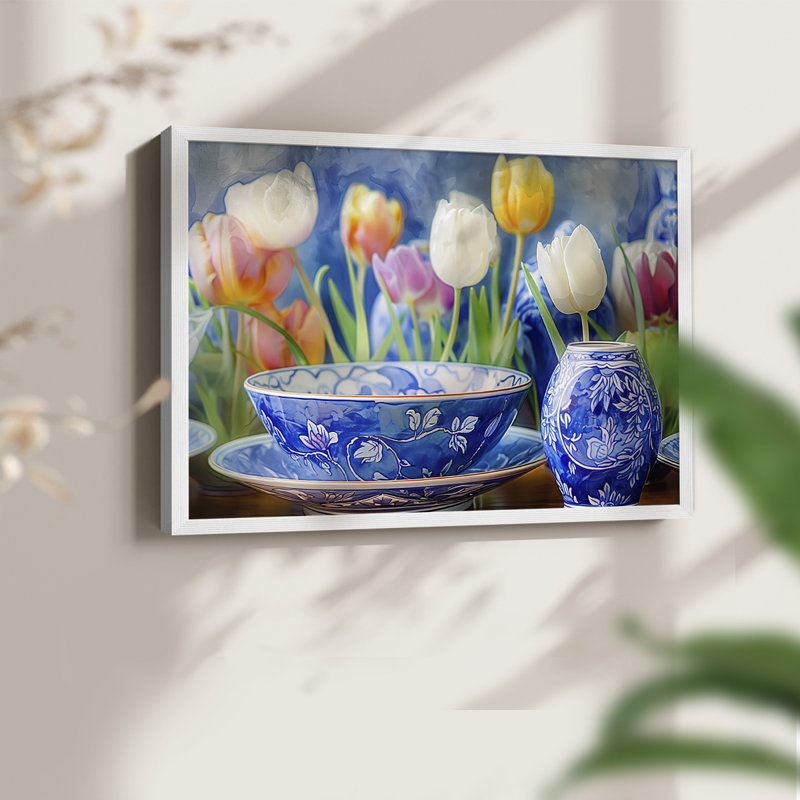 Série florale-C III - reproduction encadrée - réarmable, H 11 po x l 14 po, Blanc