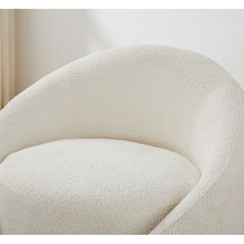 Fauteuil demi-tonneau pivotant de 34,25 po Gabbanelli, Boucle blanc