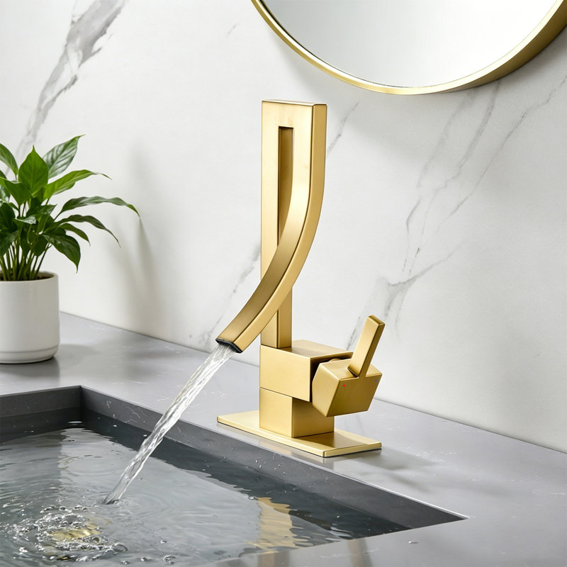 Single-Hole Single-Handle Bathroom Faucet With Drain Assembly