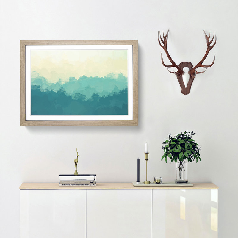 The Great Smokey Mountains in Abstract - Picture Frame Graphic Art Print, Oak Framed, 36cm H x 48cm W x 2cm D