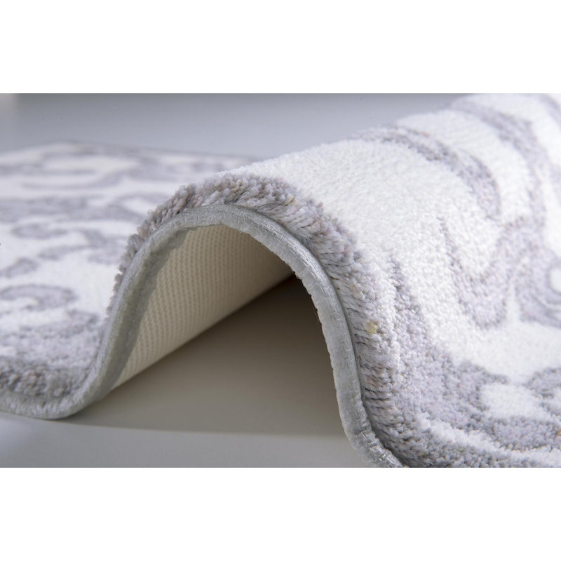 Tapis pour salle de bain Tamber, Gris / blanc