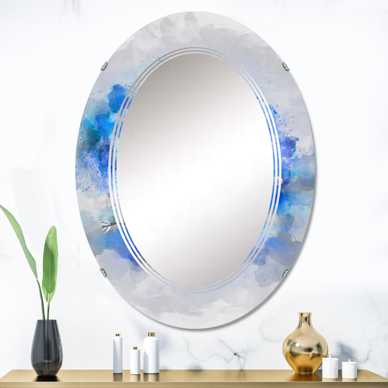 Bonhomme de neige dans une forêt d'hiver bleue - Miroir mural pour enfants, 36 po x 24 po
