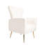 Fauteuil à oreilles en velours avec pieds dorés, espace de détente rembourré, pour chambre à coucher, blanc - salon simple et chambre à coucher