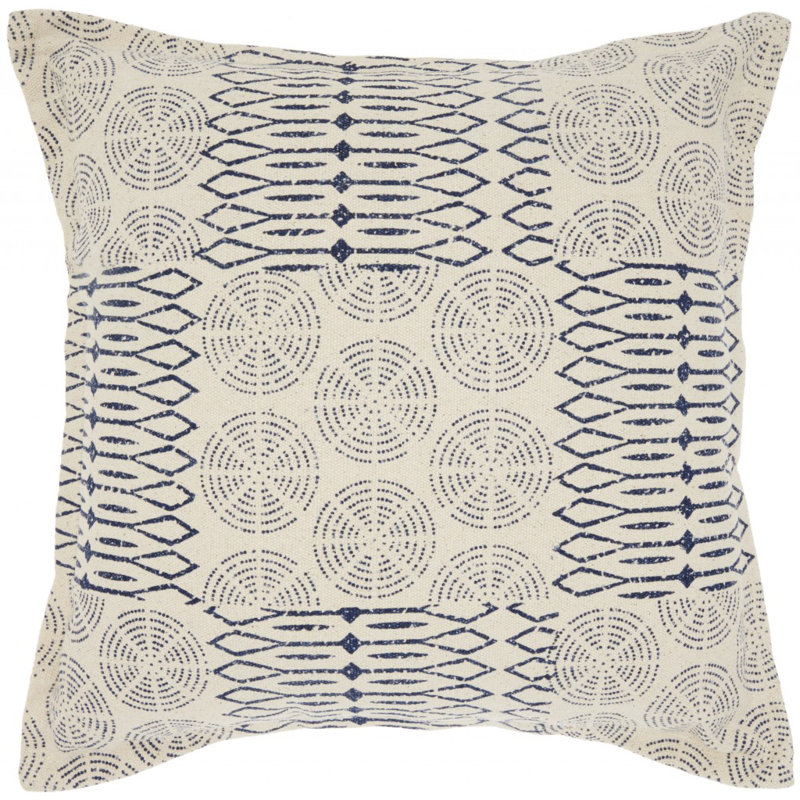 Coussin décoratif indigo et ivoire