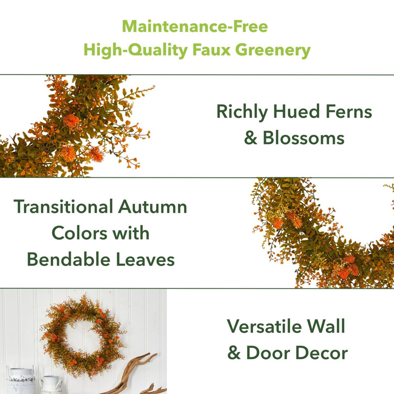 Faux Fern Plastic 21'' Wreath