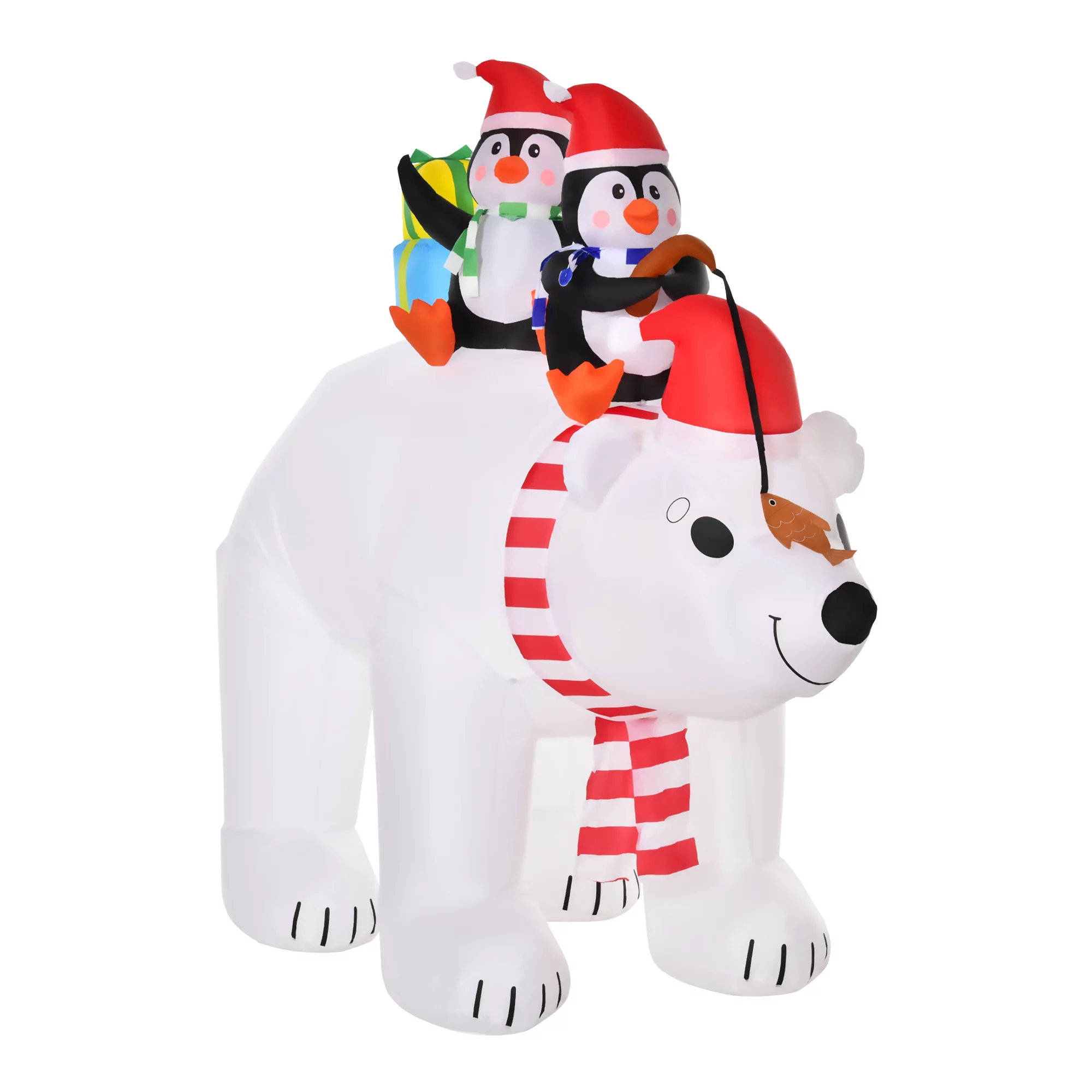 HOMCOM 4.5 ft. Christmas Inflatable Bear In Santa Claus Toy Bag, Outdoor  Blow-Up Holiday Yard Decoration with LED Lights Display