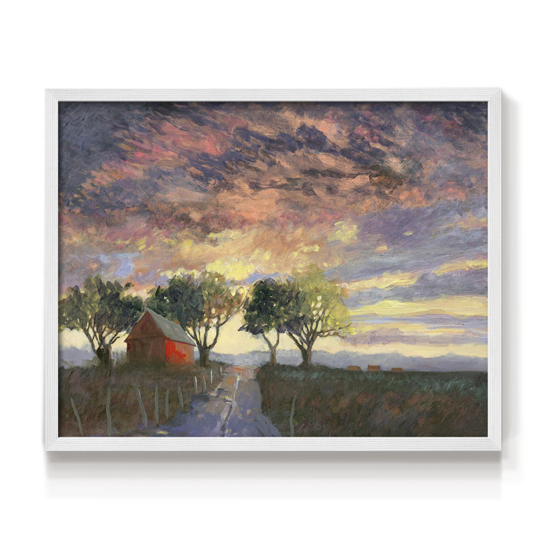 Feu dans le ciel - impression encadrée - réarmable, H 16 po x l 20 po, Blanc