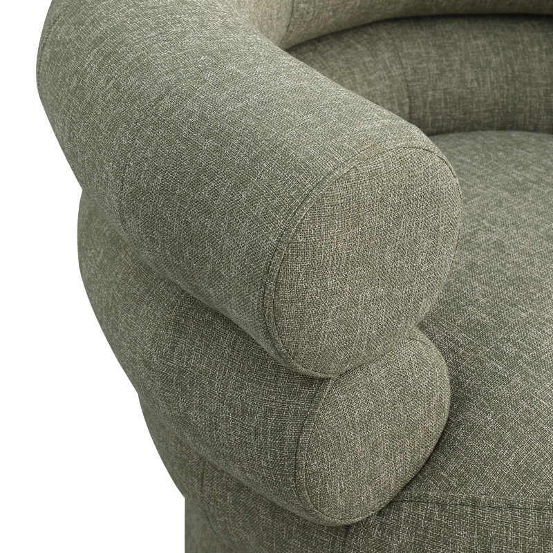 Hyypio Linen Textured Fabric Accent Swivel Chair, Green Linen Textured Fabric