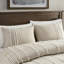 Literie 100% coton teint - rayures taupe, lavable à la machine, édredon confortable / grand doux et blanc-118022787