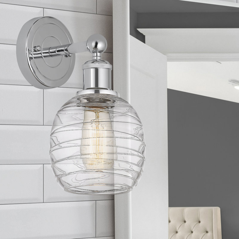 Applique murale à bras en acier 1 lumière Cheraw, Tourbillon déco, Chrome poli