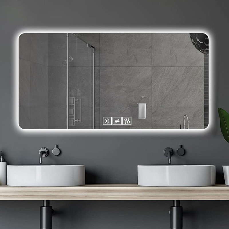 Miroir de salle de bain à DEL 28 pouces, résistant à la corrosion, 3 couleurs à intensité variable, rétroéclairé avec fonction désembuage | Idée de cadeau