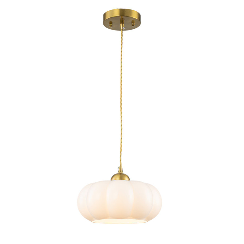 1-light Dimmable Milk Glass Single Pendant