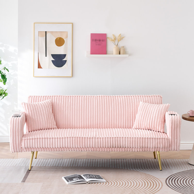 Pink Corduroy Cozy Sitting - Inviting Appearance Soft Enhances Living Room And Study Ambiance, Pink