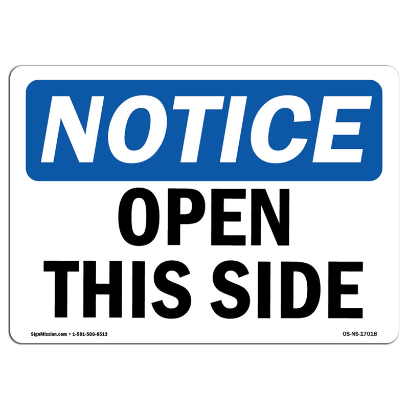 Open This Side Aluminum Sign 12 x 18