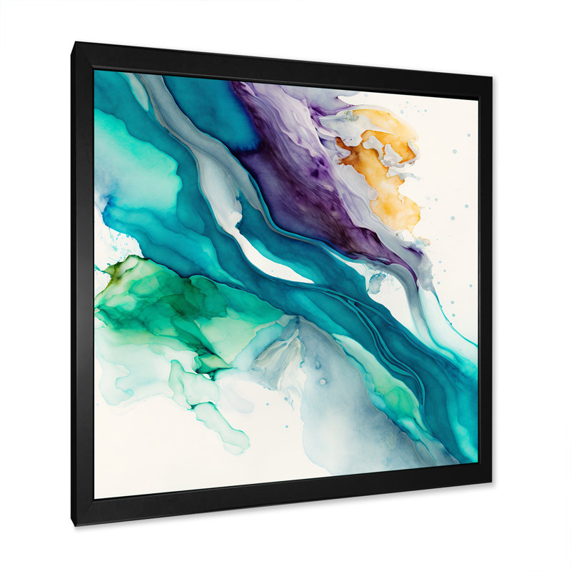 «Tropical Turquoise Joyfulness III», reproduction sur toile, L 24 po x H 24 po, Toile avec cadre photo noir