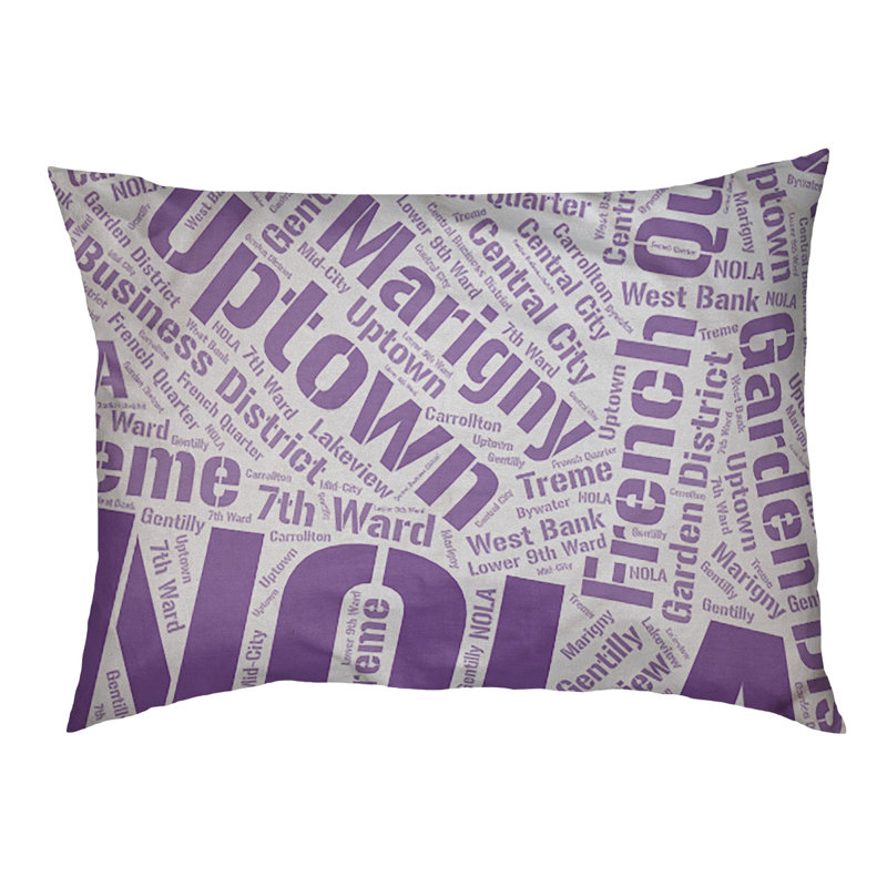 Coussin de chien « districts », Très grand (H 17 po x l 50 po x P 40 po), Mauve, Nouvelle-Orléans