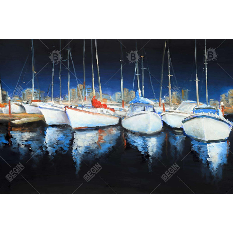 «Evening At The Marina» sur toile, H 24 po x l 36 po