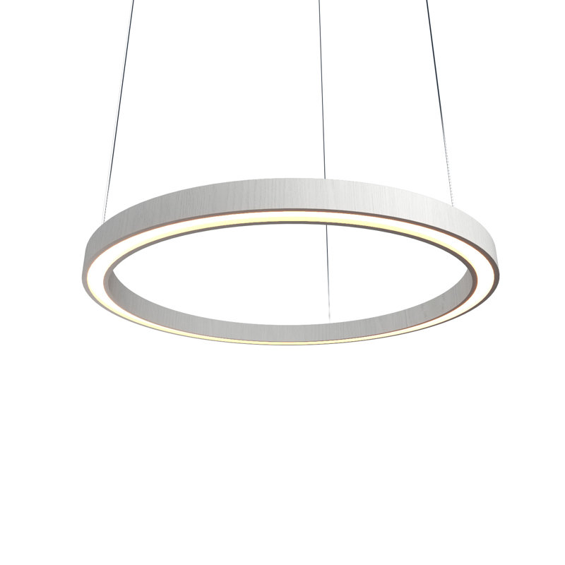 Lustre tambour unique à 1 lumière DEL, H 1,57 po x l 31,5 po x P 31,5 po, Blanc organique