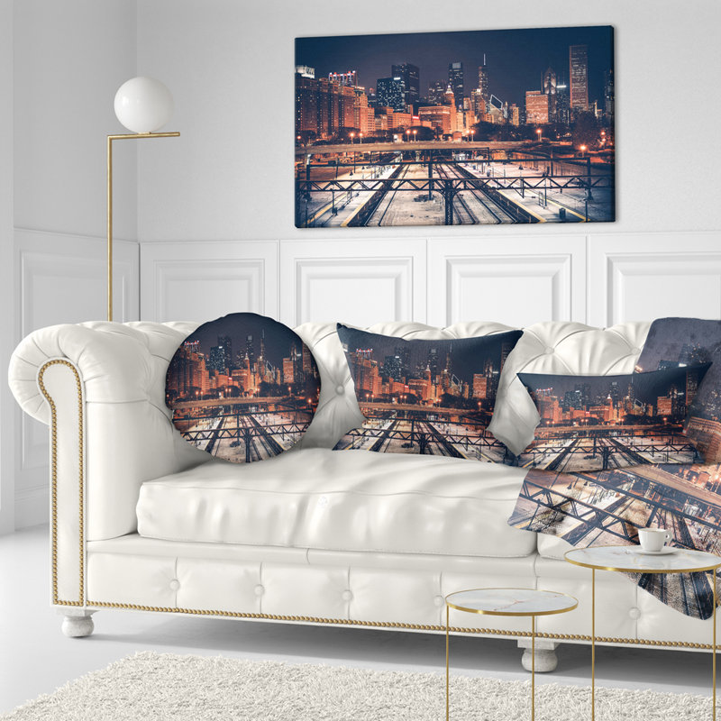Coussin lombaire cityscape chicago et voie ferrée