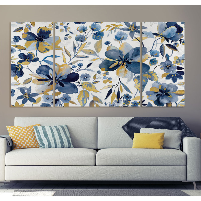 Golden Indigo Garden-reproduction d’image sur toile multi-pièces, H 24 po x l 48 po x P 1,5 po