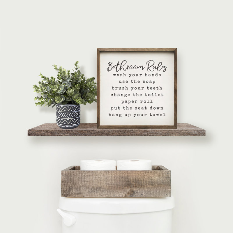 «Bathroom Rules», blanc, H 4 po x l 4 po