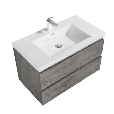 Hourani 35.3" Wall-Mounted Single Bathroom Vanity Set
