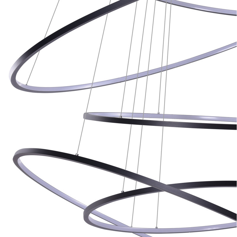 5 - Light LED Geometric Pendant, Black